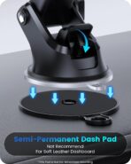 OQTIQ 3-in-1 Car Phone Mount for Dashboard, Windshield & Air Vent – Strong Suction Cup Holder with Adjustable Arm & 360° Rotation – Universal Car Cell Phone Holder for iPhone & Android Smartphones - Image 6