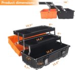 16.5-Inch Tool Box Organizer 3-Layer Multiplication Plastic Storage Toolbox with Portable Handle Perfect for Home Office Car Trunk Fishing - Image 2