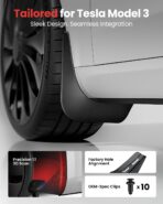 REEVAA 2026 Tesla Model 3 Highland Accessories - Mud Flaps [Protect Paint, No Drilling Required] All-Weather Splash Guard Body Kits for Model 3 Highland 2024-2026, Black (Set of 4) - Image 3