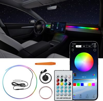 for Tesla Model 3 Y LED Interior Lights Ambient Lighting, Tesla Model 3 Y RGB LED Neon Light Kits, Tesla Model 3 Y Accessories 2021 2022 2023, DC 12V - Image 2