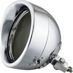 FATECIM Motorcycle 7" Round Headlight Bucket Housing with Visor 7 Inch LED Headlamp Shell Protective Cover Heavy Duty Universal for Harley Kawasaki Honda Yamaha Suzuki Chopper Cafe Racer Bobber Chrome