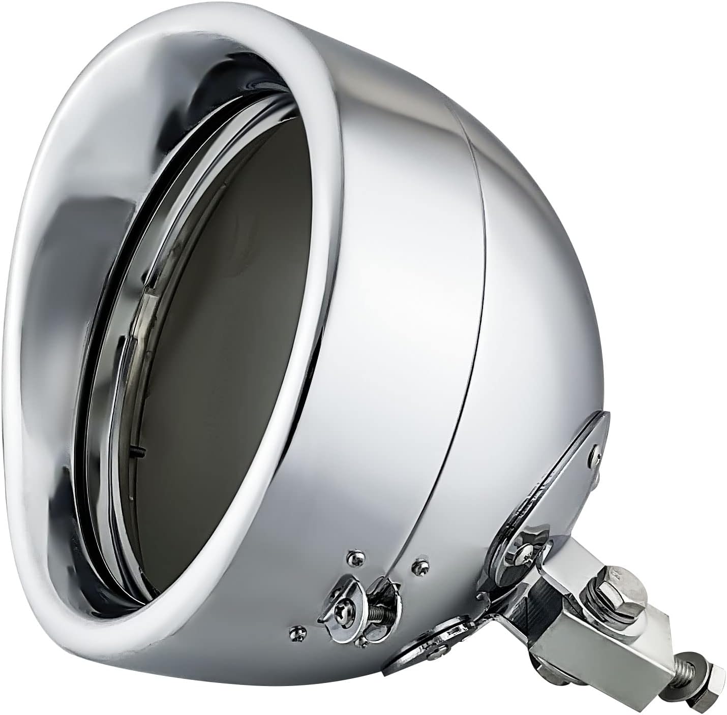 61Yt8y1GhlL._AC_SL1500_.jpg FATECIM Motorcycle 7" Round Headlight Bucket Housing with Visor 7 Inch LED Headlamp Shell Protective Cover Heavy Duty Universal for Harley Kawasaki Honda Yamaha Suzuki Chopper Cafe Racer Bobber Chrome - Image 1