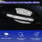 Mandark 8PCS Bling Car Door Handle Protector, Crystal Rhinestone Vehicle Door Bowl Protective Sticker, Glitter Anti-Scratch Auto Decor Decals Accessories, Universal for SUV, Sedan, Truck (White) - Image 4