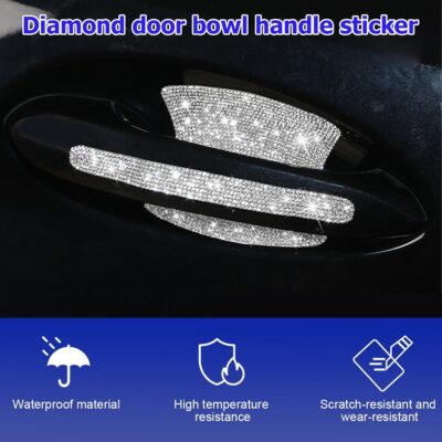 Mandark 8PCS Bling Car Door Handle Protector, Crystal Rhinestone Vehicle Door Bowl Protective Sticker, Glitter Anti-Scratch Auto Decor Decals Accessories, Universal for SUV, Sedan, Truck (White) - Image 4