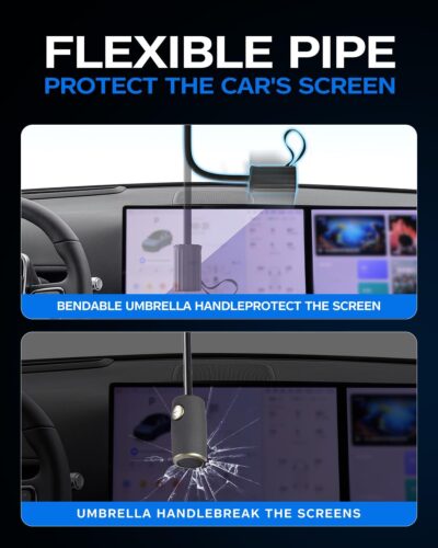 2025 Windshield Sun Shade Frame with Thickened Fast Cooling, Emergency Window Breaker, 99% UV Blocking Protects Car from Sun and Heat Damage, Adjustable Bendable Design for SUV/Sedan/(57" L x 32" W) - Image 7