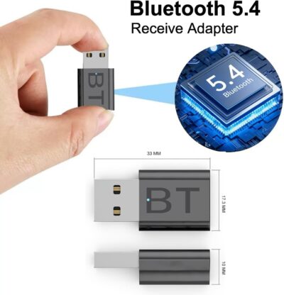 Mini 2-in-1 USB 3.5mm Bluetooth Receiver Car Kit,Bluetooth 5.4 Wireless Receiver Adapter,Low Latency Noise Cancellation,Plug and Play,Wireless Music Receiver for Car Music/Stereo Audio - Image 2