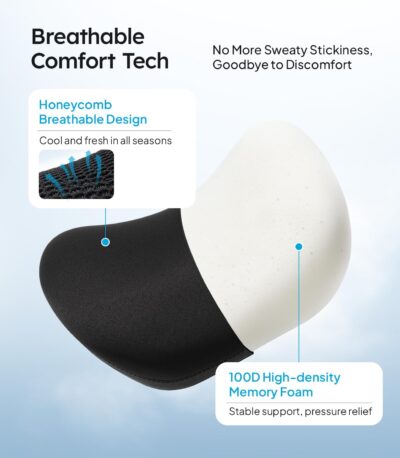 Wigoo 2026 Car Neck Pillow [No More Pressure, Odorless] Soft Car Headrest Pillow with Adjustable Strap Removable Cover 100% Memory Foam, Fits All Vehicles (Black 2-Pack) - Image 5