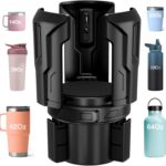 Cup Holder Expander (Adjustable Holder & Base, Auto-Fit Hold, One Button Open), Car Cup Holder Expander for Yeti, Hydro Flask, Nalgene, Owala, Bottles in 2.6"- 4.8" (1 Pack, Black)