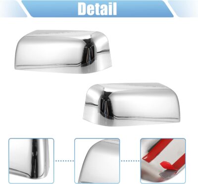 X AUTOHAUX Pair Car Exterior Chrome Plated Power Top Half Mirror Cover Cap for Ford F-150 FX4 XLT 2004-2008 - Image 4