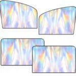 Holographic Front & Rear Car Window Shades, Magnetic Car Side Window Covers, Blackout Auto Privacy Curtains for Blocking Sunlight, Camping, Napping, Sleeping, Breastfeeding (4PCS)