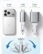 LISEN White Retractable Car Charger, for Gifts for Him Her, for iPhone 17, Cute 4 in 1 Retractable USB C Car Charger for Women, 75W Fast Charging Car Accessories for iPhone & Samsung S26 & Android - Image 5