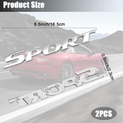 2PCS 3D Metal Sport Emblem for Car, Premium Decals Emblem, Trunk Fender 3D Sticker Modification (Silver) - Image 2