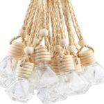 20 Pcs 8ml Hanging Car Air Freshener Diffuser,Empty Refillable Clear Glass Essential Diffuser Oil Aromatherapy Fragrance Perfume Pendant Vials with Wooden Caps & Hanging String