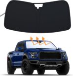 PIMCAR Windshield Sunshade for Ford F-150 2015-2020 | Premium 310T Reflective Polyester UV & Heat Blocker | Reduces Interior Temperature, Foldable with Storage Pouch