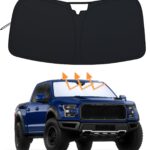 PIMCAR Windshield Sunshade for Ford F-150 2015-2020 | Premium 310T Reflective Polyester UV & Heat Blocker | Reduces Interior Temperature, Foldable with Storage Pouch