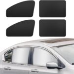 Silver Car Window Sun Shade - Side Thiken Curtain Magnetic 100% Block Light Car Window Covers with Cooler Feeling (Silver, D-4pcs)