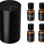 Airversa Waterless Essential Oil Diffuser Starter Kit with 4 x 10mL Hotel Scent Fragrance Oil, Battery Operated Mini Scent Air Machine Portable Diffuser for Home Car Office, AN8 Kit Black