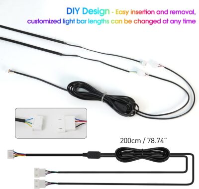 Dreamcolor Interior Acrylic Car Light Strip, 2 in 1 Car LED Strip Light with APP Control 43.3 Inches Fiber Optic Ambient Lighting Kits, Multi-Modes Sound Sync Neon Lights - Image 3