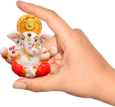 TIED RIBBONS Ganesh Idol 2.3 Inch, Resin | Ganesh Statue Sculpture for Car Dashboard, Home, Temple Decor | Indian God | Car Dashboard Accessories | Ganesha Decorations - Image 3