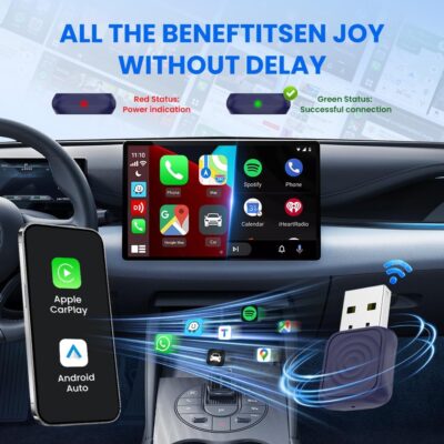 CarlinKit Mini Ultra 2-in-1 Wireless Android Auto for Android 11+ & Wireless CarPlay Adapter for iOS 10+, USB-C/A, Plug & Play, Low Latency, Mini USB Design for OEM Cars, Dark Blue - Image 6