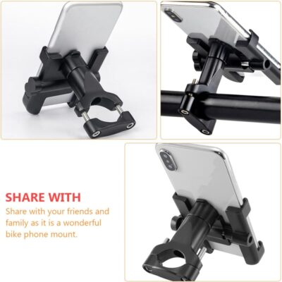 Adjustable Bike Phone Holder Motorcycle Handlebar Mount Aluminum Alloy Black Multifunctional Waterproof Phone Mount for Cycling and Motorcycles - Image 8