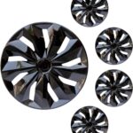 Hubcaps Wheel Covers Replacement R16 Hub Cap Universal Steel Wheels Rims Tire Cover ABS Material Exterior Accessories for Most Car Truck SUV -Set of 4（16-inch，Black）