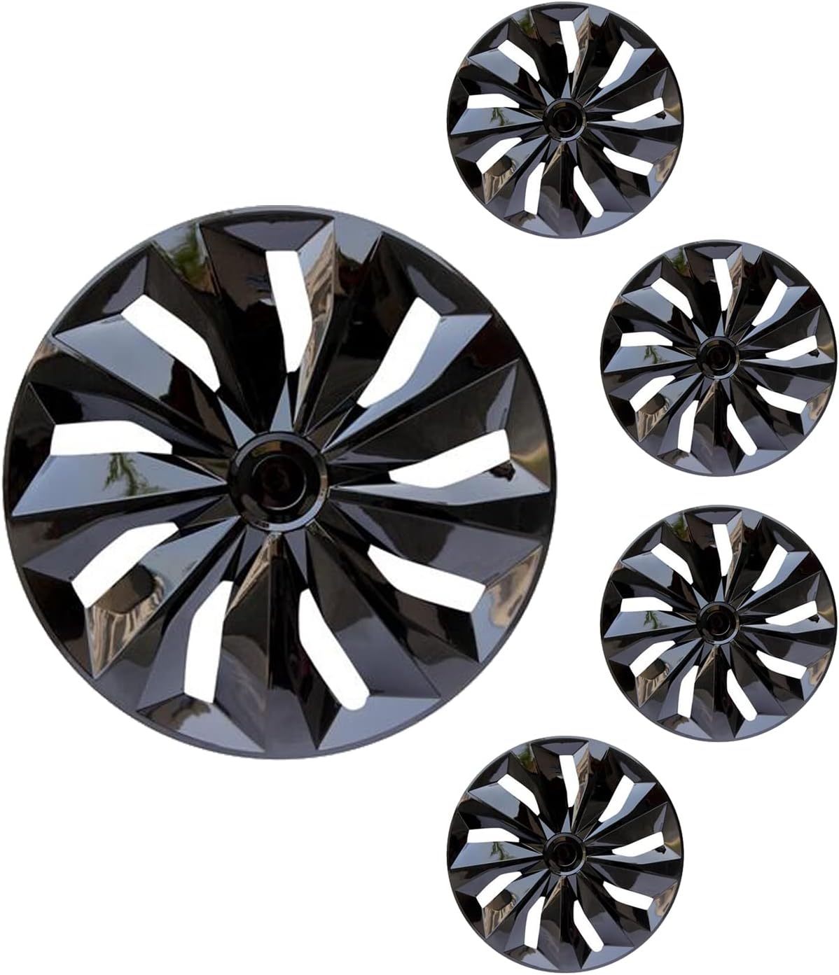 61ZyL1PeAML._AC_SL1500_.jpg Hubcaps Wheel Covers Replacement R16 Hub Cap Universal Steel Wheels Rims Tire Cover ABS Material Exterior Accessories for Most Car Truck SUV -Set of 4(16-inch,Black) - Image 1