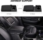 Car Center Console Cover 3 in 1, Auto Center Console Pad with Cup Holder and Phone Holder,PU Leather Auto Armrest Cover Protector,Waterproof Universal car armrest Cover for Most Vehicle - Image 2