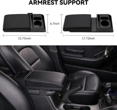 Car Center Console Cover 3 in 1, Auto Center Console Pad with Cup Holder and Phone Holder,PU Leather Auto Armrest Cover Protector,Waterproof Universal car armrest Cover for Most Vehicle - Image 2