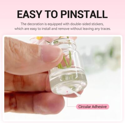 Daisy Car Dashboard Decorations - 4 Pack Mini Floral Accessories for Women - Secure Adhesive & Residue-Free Removable Vases for New Car Gift - Image 5