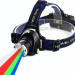 Multicolor Headlamp Flashlight 1000 Lumen Waterproof Zoomable Led Headlight with White Red Green Blue Light