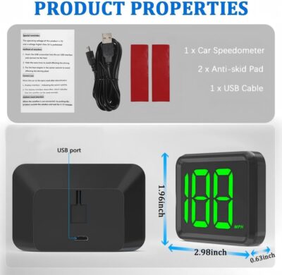 Heads Up Display for Cars Windshield with MPH Speed,HUD Display Digital Speedometer for Car Used USB Plug,Universal GPS Speedometer for Car Accessories Fit for Cars SUVs Trucks （MP/H） - Image 2