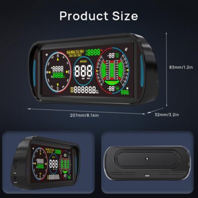 GPS Speedometer HUD Display for Car, F6 Car Intelligent 6.8" IPS LCD Screen with MPH/KM/H, Auto Brightness, Speed Alarm, Compass & Fatigue Reminder, Plug & Play Dashboard Display - Image 6
