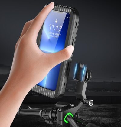 Detachable Motorcycle Waterproof Phone Holder Bike Phone Mount (with Hanging Rope) ，Base for iPhone Series and More 4.0" – 7.0" Cellphone (Rear View Mirror) - Image 3