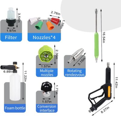 YOKING Pressure Washer, Max 150 bar, 12L/min, PM Inverter 3HP Motor,Horizontal Triplex Pump,60dB Quiet,with 7 Nozzles, Power Washer for Patios, Decks, & Sidewalks - Image 2