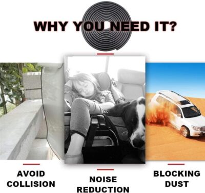 Winunite 32.8ft (10m) Car Door Edge Guards Black – Rubber, No Glue, U-Shaped, Built-in Metal Clips, Fits Most Vehicles, Fade-Resistant, Scratch- and Chip-Resistant – Reduces Dings in Parking Lots - Image 3