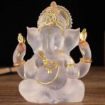 Indian God Lord Ganesha Statue,Transparent Lmitation Glass Hindu Elephant Statue Ganpati Idol Buddha Sculptures,Hindu Gift,Home Temple Mandir Meditation Yoga Room Decor 5.5"