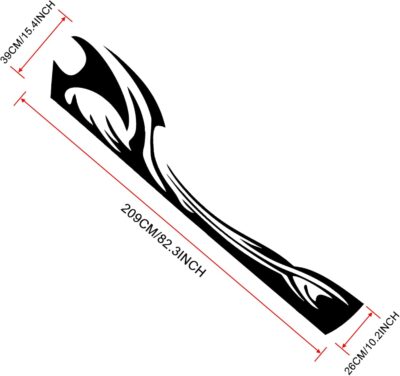 TOMALL 2Pcs 82'' Wave Flame Graphics Car Body Side Stickers Flame Racing Sports Stripe Decals for Car Universal Vinyl Waterproof Decal Decoration Accessories for Truck SUV Off-Road Vehicles (Black) - Image 2