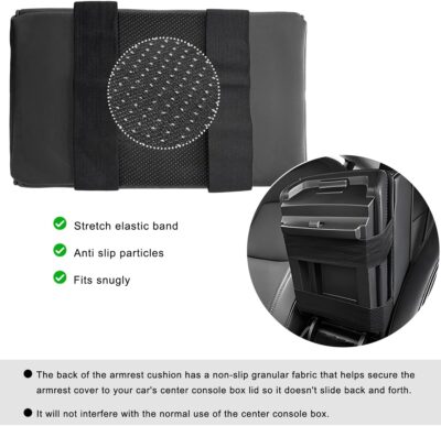 Car Center Console Armrest Pillow, 14"×8.3" Waterproof Leather Armrest Box Cover with Cup and Phone Holder, Soft Memory Foam Arm Rest Console Pad Protector for SUV Truck (Black, Embroidery) - Image 5