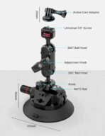 Ulanzi SC-02 Heavy-Duty Suction Cup Mount for Camera/Accessory (4.5"), Pump-actived Vacuum Camera Suction Cup Mount for Action Cameras w Quick Release NATO Magic Arm Car Boat Windshield Window Mount - Image 6