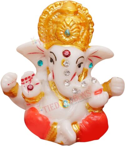 TIED RIBBONS Ganesh Idol 2.3 Inch, Resin | Ganesh Statue Sculpture for Car Dashboard, Home, Temple Decor | Indian God | Car Dashboard Accessories | Ganesha Decorations - Image 6