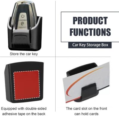 Car Key Fob Holder, Car Garage Keys Card Holder for Dashboard, Multifunctional Key Remote Organizer with Strong Double-sided Adhesive Tape, Universal Fit for Truck SUV (Black) - Image 3