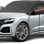 Half Car Cover Top, Snow Car Cover for Compact SUV with Cotton Liner, Sunroof & Windshield Cover for Ice and Snow, All Weather Vehicle Body Cover for Sun, Rain, Dust, Fit SUV 178-189 inchs