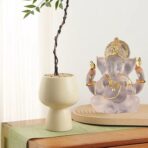Indian God Lord Ganesha Statue,Transparent Lmitation Glass Hindu Elephant Statue Ganpati Idol Buddha Sculptures,Hindu Gift,Home Temple Mandir Meditation Yoga Room Decor 5.5" - Image 4