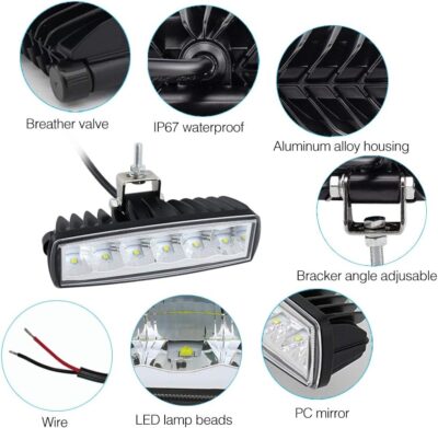 STDYSUN Led Fog Lights Driving Lights Bar 2Pcs 6Inch 30W Waterproof Offroad Driving Lights Auxiliary Work Lights Grille Lights Bar Fit for Motorcycle Truck Trator ATV UTV Golf Cart Boat Car - Image 4