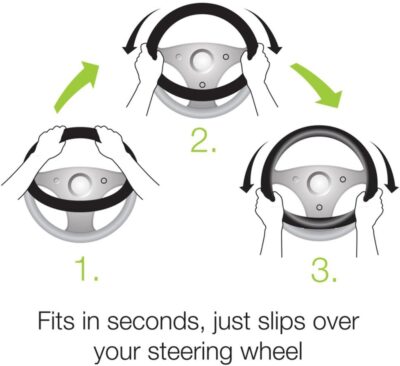 BDK Dark Wood Grain Car Steering Wheel Cover, Standard 15 inch with Beige Faux Leather Grip, Made to Fit Most Auto Truck Van SUV - Image 7