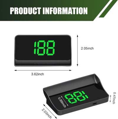 MLY 1 PC Heads Up Display, Large Font Digital Speedometer Projector, Plug and Play Color Font with Speed MPH Display, Universal Digital Speed Monitor for Car Windshield (Black) - Image 2