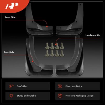 A-Premium Set of 4PCS Mud Flaps Splash Guards Mudguards Mudflaps with Hardware Accessories Compatible with Volkswagen GTI, 2015-2017, Hatchback, Front and Rear (Driver & Passenger Sides) - Image 3