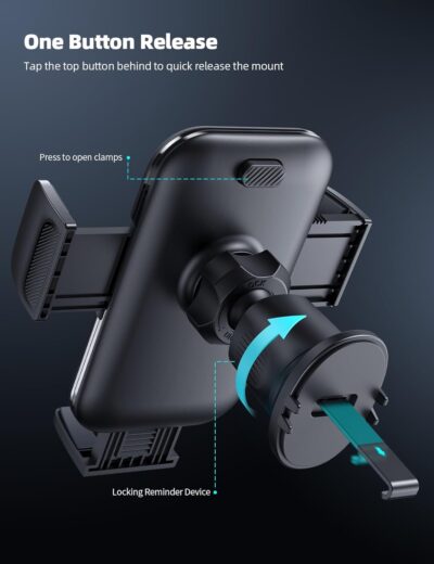 Lamicall 2026 Wider Clamp & Metal Hook Car Phone Holder Vent [Thick Cases Friendly] Phone Holders for Your Car Mount Gfts Automobile Hands Free Accessories for Women Men for iPhone 16 15 14 13 Pro Max - Image 6