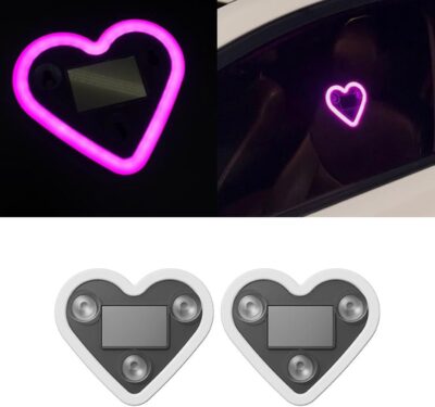 LED Atmosphere Light – Solar Car Lamp, Interior Accessory | Triangle Window Heart Shaped Design, Wiring Free Love Illumination for Night Driving, Romantic Mood Decoration, Stylish Vehicle - Image 4